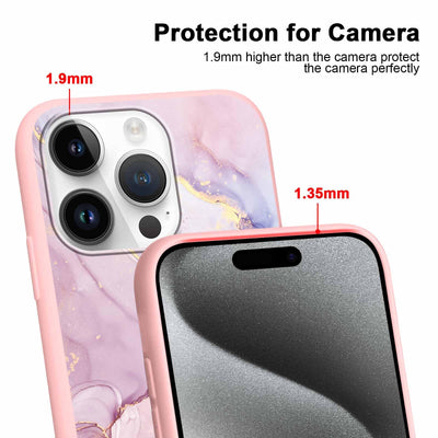 Foonary 2 Stück Handyhülle für Apple iPhone 16 Pro 6,3" Hülle Marmor Muster Design Aesthetic Muster Mädchen Case Cover Weich Silikon TPU Stoßfest Schutzhülle für iPhone 16 Pro,Marble Rosa