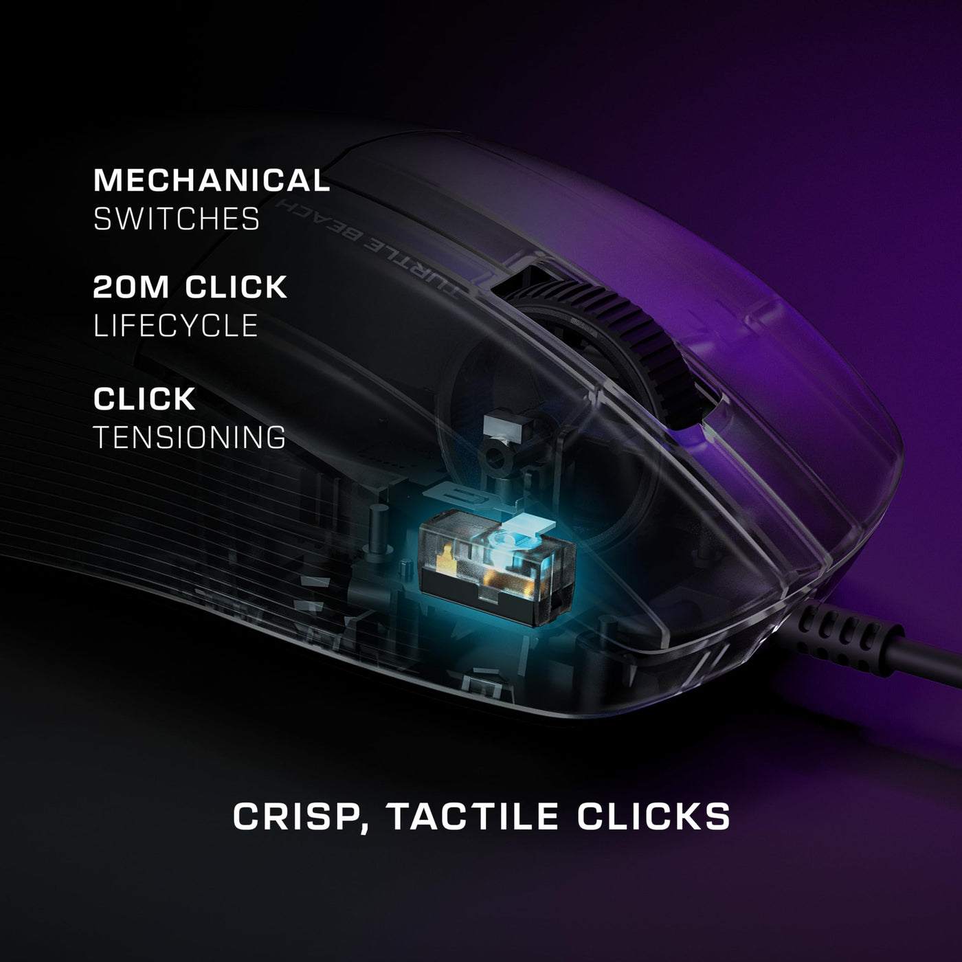 Turtle Beach Pure SEL – Ultraleichte, ergonomische RGB-Gaming-Maus, optischer 8K DPI-Sensor, mechanische Schalter, PTFE-Gleitelemente, RGB-Beleuchtung - Schwarz