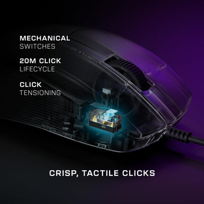 Turtle Beach Pure SEL – Ultraleichte, ergonomische RGB-Gaming-Maus, optischer 8K DPI-Sensor, mechanische Schalter, PTFE-Gleitelemente, RGB-Beleuchtung - Schwarz