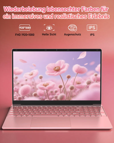 2025 Neueste 15.6 Zoll FHD Laptop|16GB RAM 512GB SSD|Celeron 5205U|QWERTY Tastatur mit Hintergrundbeleuchtung|Fingerabdruckleser|WiFi |HDMI|Notebook Computer für Unternehmen und Studenten|