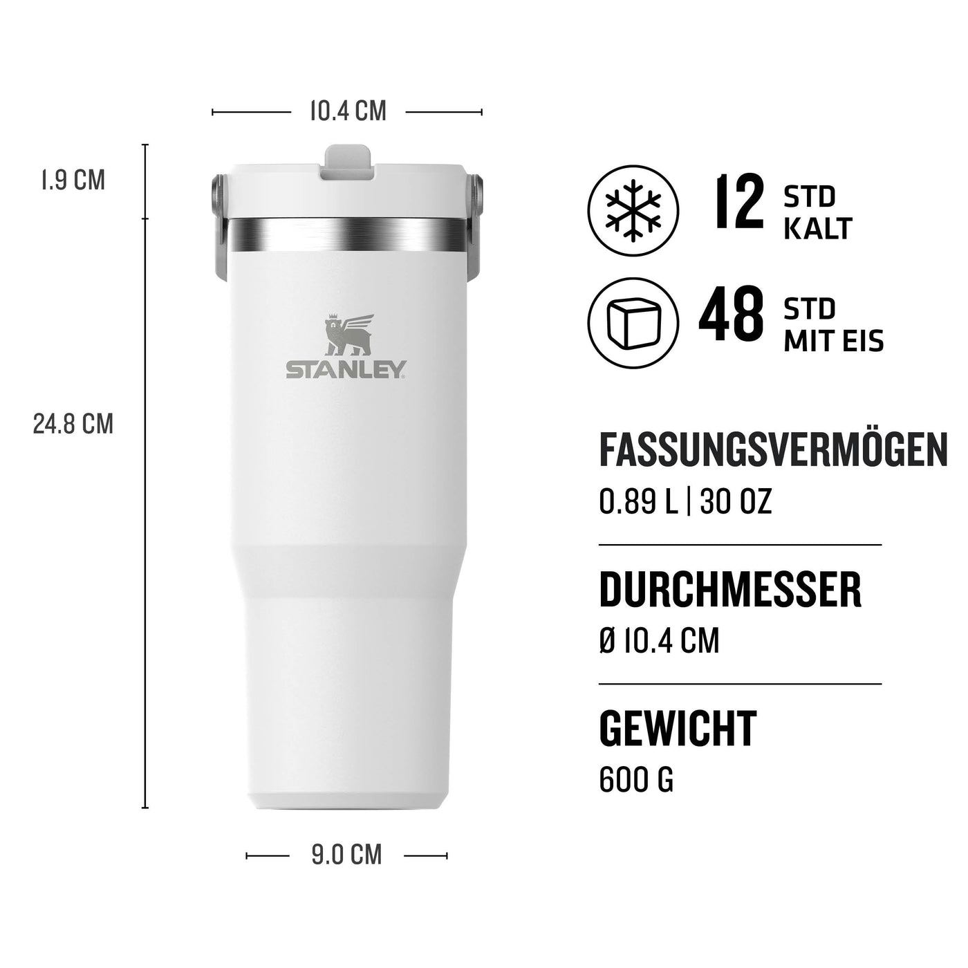 Stanley IceFlow Flip Straw Trinkflasche mit Strohhalm 0.89L - Thermosflasche Hält 12+ Stunden Kalt - Auslaufsicher - Trinkflasche Sport - Wasserflasche BPA Frei - Spülmaschinenfest - Frost