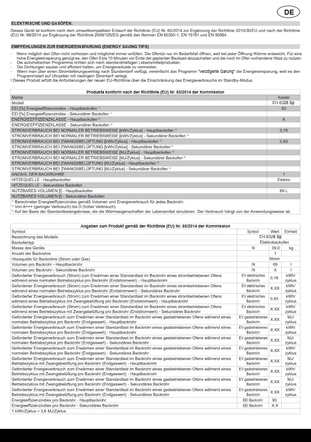 Kaiser Küchengeräte Gasherd-Set EH 6326 SP + KCG 6383, Einbau Elektro Backofen, Autark, 79L, 10 Funktionen + Einbau Gas- Kochfeld 60cm, Schwarz Glas, WOK, Erdgas Propangas Fl. Gas