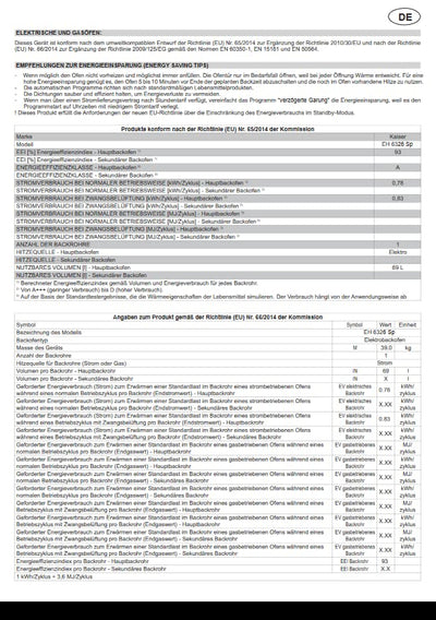 Kaiser Küchengeräte Gasherd-Set EH 6326 SP + KCG 6383, Einbau Elektro Backofen, Autark, 79L, 10 Funktionen + Einbau Gas- Kochfeld 60cm, Schwarz Glas, WOK, Erdgas Propangas Fl. Gas