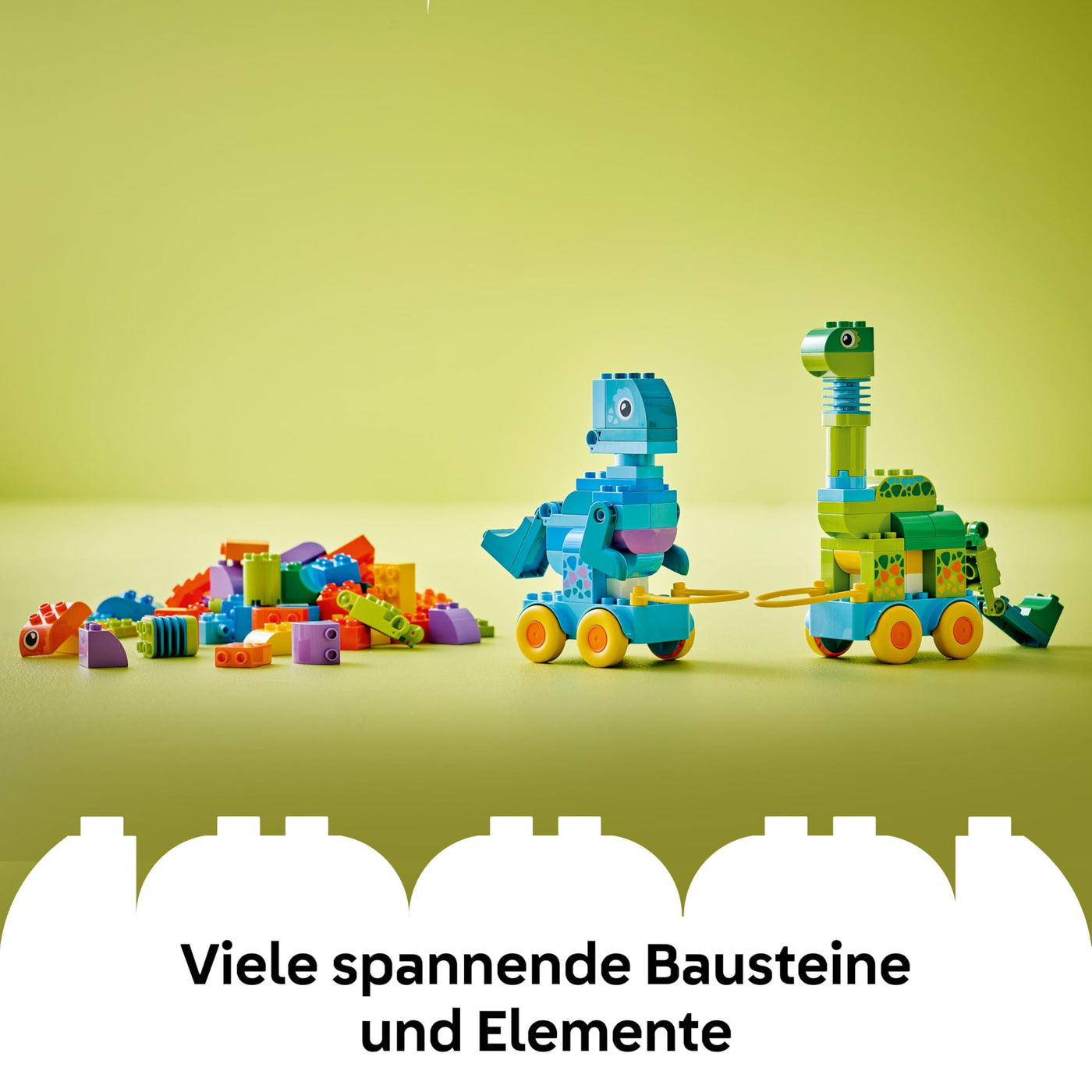 LEGO DUPLO Dinos auf Rädern 3-in-1-Set - Lernspielzeug für Jungen & Mädchen ab 3 Jahren - Diplodocus und T. Rex, Triceratops & Stegosaurus oder Pteranodon & Parasaurolophus Dinosaurier Figuren - 10451
