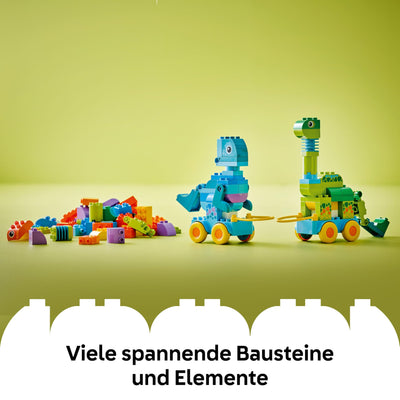 LEGO DUPLO Dinos auf Rädern 3-in-1-Set - Lernspielzeug für Jungen & Mädchen ab 3 Jahren - Diplodocus und T. Rex, Triceratops & Stegosaurus oder Pteranodon & Parasaurolophus Dinosaurier Figuren - 10451