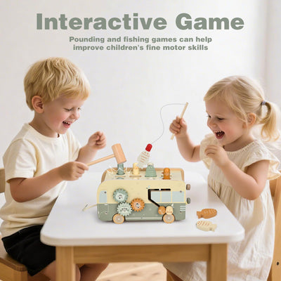 Vanplay Montessori Spielzeug ab 1 Jahr, 7 in 1 Hammerspiel Angelspiel Magnet Holzspielzeug Motorikspielzeug, Xylophon Kinder 1 Jahr, Geschenk Kinderspielzeug ab 1 2 3 Jahre Mädchen Junge