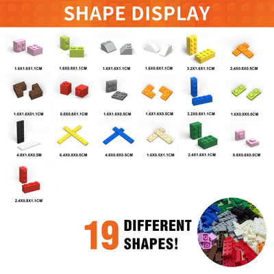 Bausteine Box Mit 1500 Klemmbausteinen – Kompatibel Zu Allen Herstellern – 14 Farben & 19 Formen – Building Blocks Für Kinder Ab 6 Jahre – Klassisches Konstruktionsspielzeug Für Jungen Und Mädchen.