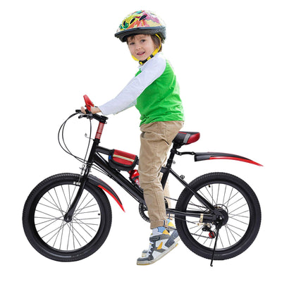 KigerNee 20 Zoll Mountainbike Feuerrot Carbonstahl-Rahmen - Kinderfahrrad ab 6 Jahre mit 7-Gang-Schaltung & Dual-V-Brake, 85kg Tragkraft Allwetter-Reifen Kinder Fahrrad für Jungen/Mädchen