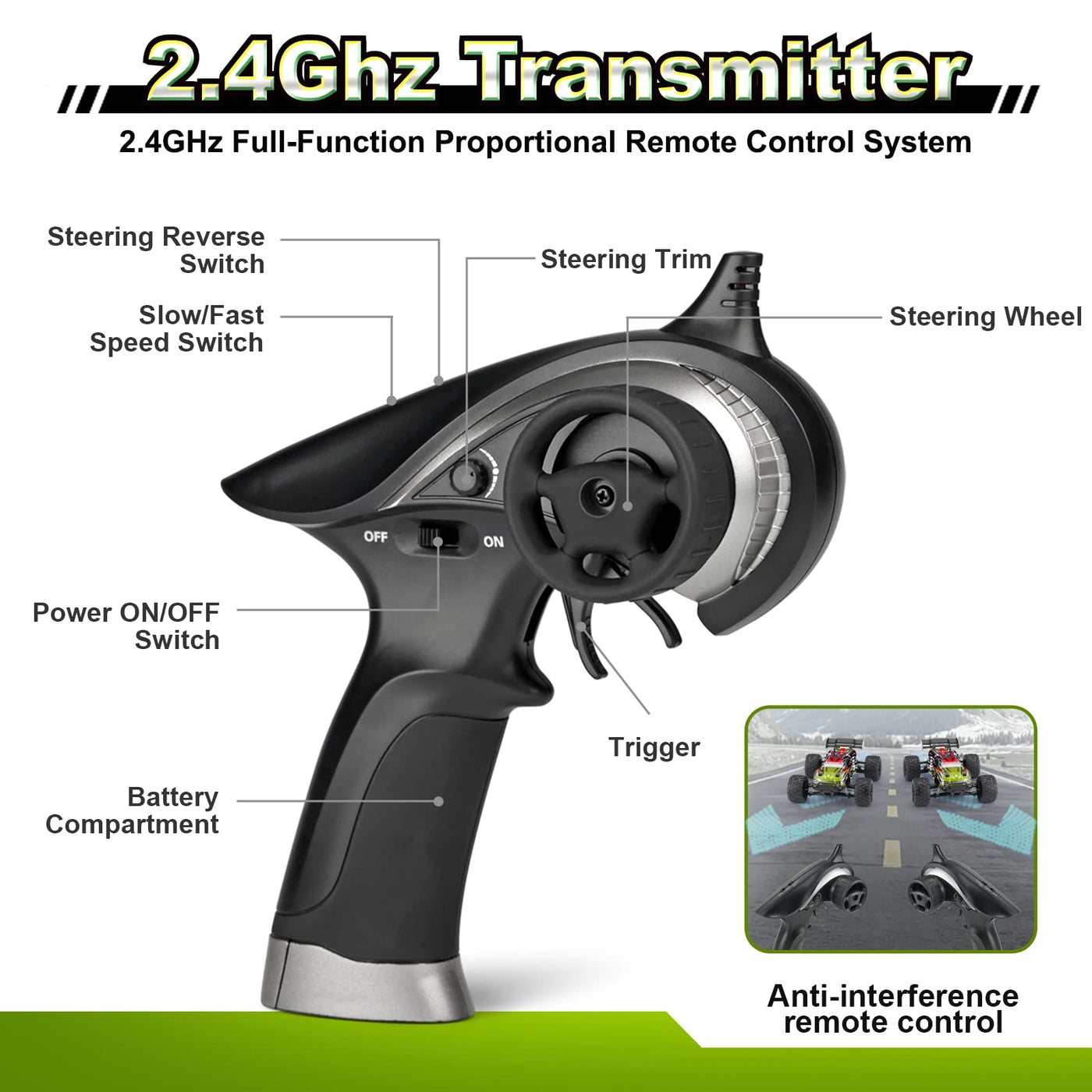 HAIBOXING Ferngesteuertes Auto 1/18 RC Car Hailstorm, 4WD All Terrain High Speed Racing Auto 36 kmh, 2,4 GHz RC Truck 4X4 Offroad wasserdicht elektrisch betrieben