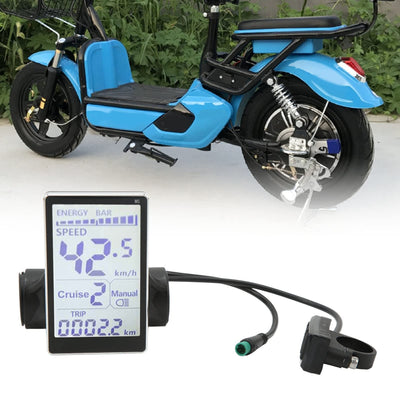 Fockety Elektrofahrrad LCD Messgerät, 5 Pin 24V 36V 48V 60V Wasserdichtes Universal Elektrofahrrad Display Messgerät Bedienfeld, Langlebiger Elektrofahrrad Umrüstsatz für