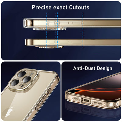 Qasyfanc Handyhülle Kompatibel mit iPhone 16 Pro Hülle mit Kameraschutz und 2 Stück Schutzfolie, Hard PC Nie Vergilbung Case Transparent Militärschutz Kratzfest Fallschutz Schutzhülle, Klar