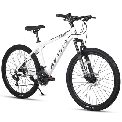 AVASTA AV300 26 Zoll Mountainbike MTB Pendlerrad Leichter Aluminiumrahmen 21 Gang Schaltung Vorderradfederung Scheibenbremsen vorne und hinten, weiß