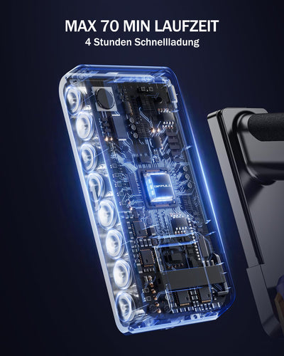 AOLOKO Akku Staubsauger, 50000Pa/580W/70Mins Staubsauger Kabellos mit 1,8L Großer Staubbecher, Wandmontierte Ladestation, 8-stufiges Filtersystem, Grünes Licht für Hartböden Teppiche Tierhaare