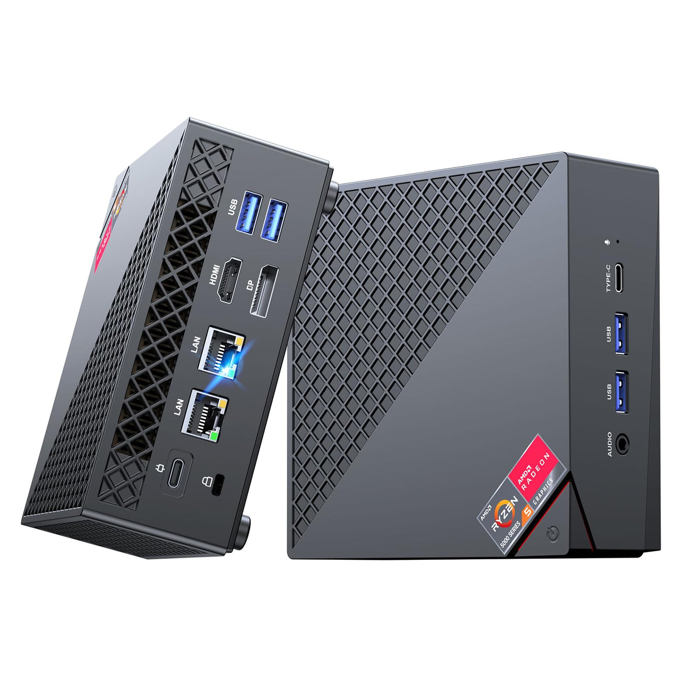 NiPoGi AM06 PRO Mini PC АMD Ryzen 7 5825U(8C/16T, bis zu 4,5 GHz), 16GB DDR4 512GB M.2 SSD Mini Desktop Computer WiFi 6, Dual LAN, DP/HDMI 2.0/Type-C 4K Triple Display Mini-PC mit VESA für Schule/Büro