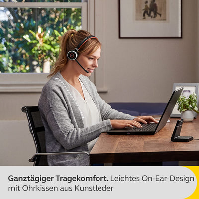 Jabra Evolve 65 SE Schnurloses Stereo-Headset - Bluetooth-Headset mit Mikrofon mit Geräuschunterdrückung, langlebigem Akku und dualer Konnektivität - Für MS Teams Zertifiziert - Schwarz, 6599-833-309