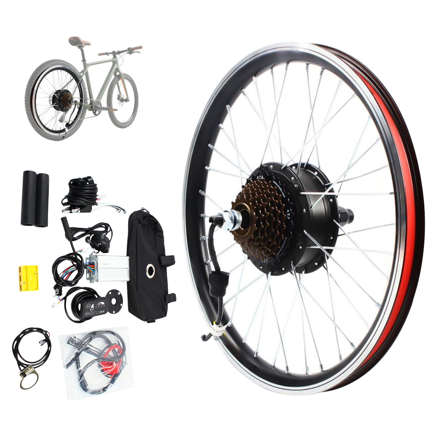 jiumxliu 20 Zoll 36V Ebike Umbausatz 250W Elektrofahrrad Umbausatz Heckmotor Elektrofahrrad Conversion Kit 30km/h, 5-Stufen PAS, Tempomat, LCD-Display, Controller-Paket, für Scheiben-/V-Bremse