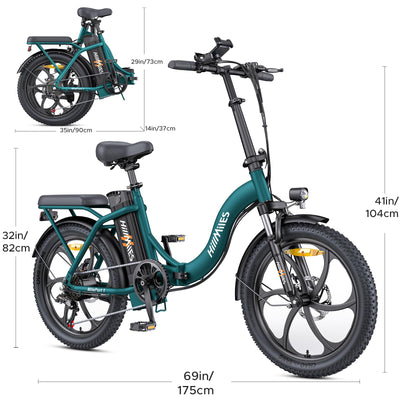 HillMiles MilePort 1 Elektrofahrrad Für Erwachsene, 250W Klappbares Elektrofahrrad Mit 36V 13AH Abnehmbarem Akku, Geschwindigkeit 25KM/H und Reichweite 100KM, 20„ * 3.0“ Fetter Reifen