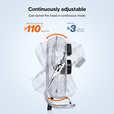 TRESKO AERSON Bodenventilator 50cm | Windmaschine mit 3-Leistungsstufen 120W | Standventilator | hoher Luftdurchsatz | robuste Metallausführung | Neigungswinkel ca. 110 Grad