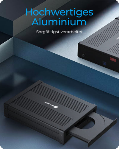 ICY BOX 5,25 Zoll Gehäuse extern für Blu-ray und DVD Laufwerke, USB 3.0, Aluminium, Schwarz, IB-525-U3
