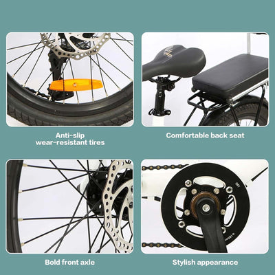 MAYFABD Tandem Beach Cruiser Fahrrad für Erwachsene Faltbares Tandem Beach Cruiser Fahrrad für Erwachsene Dreisitzer 7 Gang Maximale Belastung 300 kg Familienreisen und Paarfahrten,Schwarz