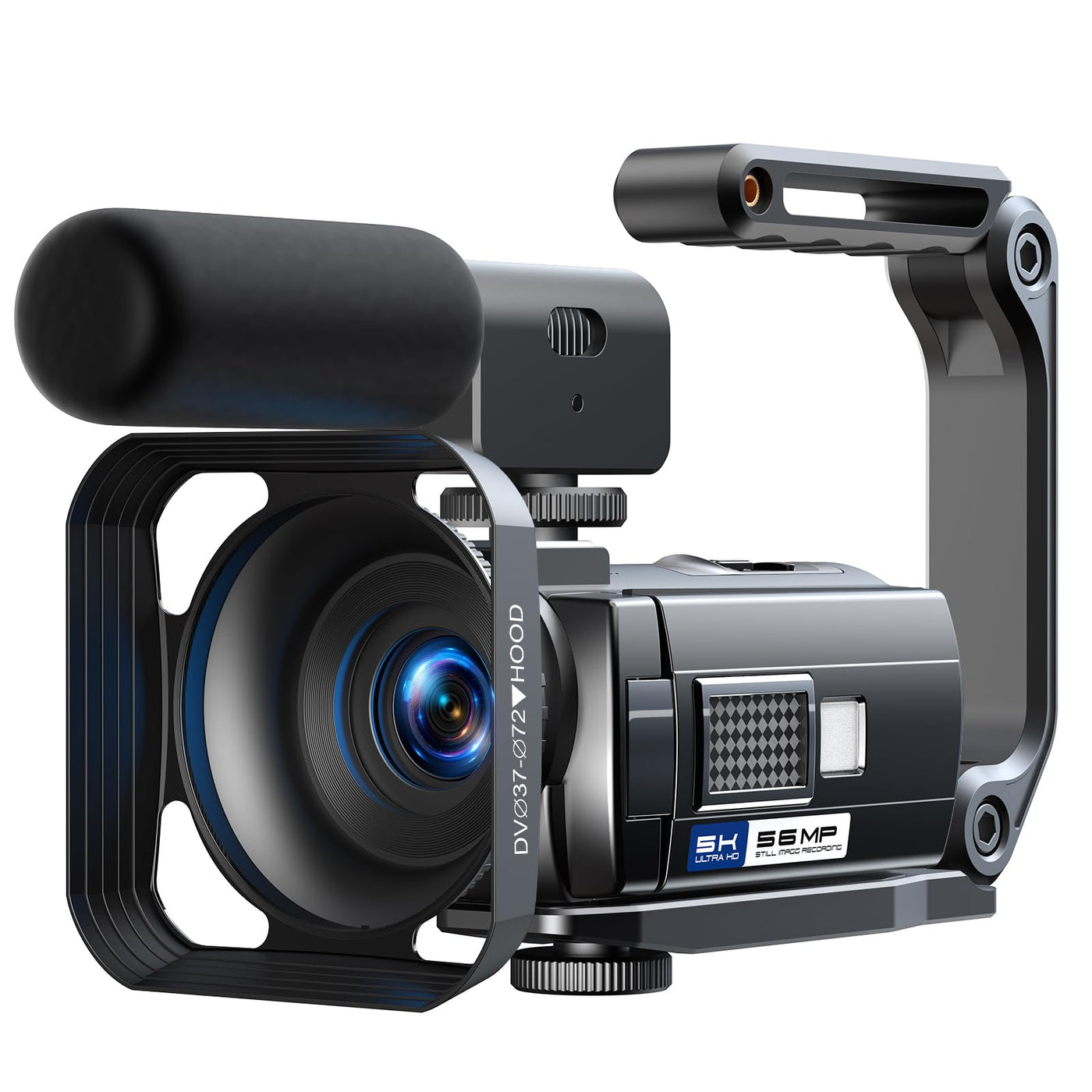 Videokamera 5K 56MP Camcorder Vlogging Kamera für YouTube,WiFi Nachtsicht 3" 270° drehbarer Touchscreen Video Vlogging Camera mit 64GB Karte, Mikrofon, Stabilisator, Fernbedienung,2 Batterien,Stativ