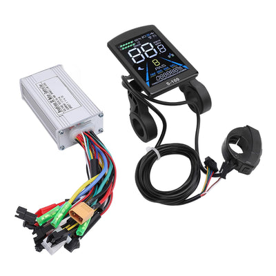 BuyWeek Elektrofahrrad Brushless Motor Controller Kit, 36V 48V 250W 350W 17A 3 Modus Sinuswelle Controller S-100 Farbe LCD Display Meter Kit für Elektroroller E-Bike