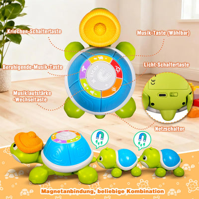 Baby Krabbel Spielzeug ab 3 6 9 Monate, 3 PCS Schildkröten Krabbelspielzeug mit Licht und Musik, Frühkindliches Lernspielzeug, Tummy Time Baby Toys, Neugeborenes Spielzeug Geschenk
