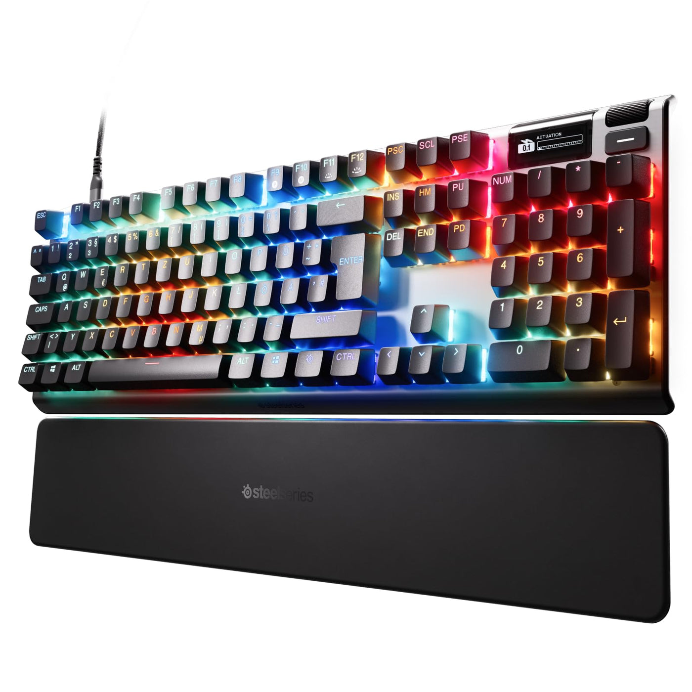 SteelSeries Apex Pro Gen 3 - HyperMagnetic Gaming-Tastatur - OmniPoint 3.0 Switches - anpassbares Ansprechverhalten - Rapid Trigger - Rapid Tap/SOCD - OLED - RGB - PBT-Keycaps - DE Layout QWERTZ