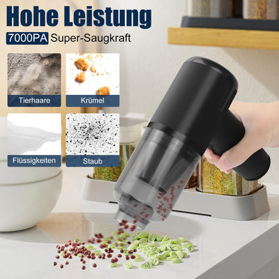 TENGWUDZ Handstaubsauger Kabellos,7000PA Akku Handstaubsauger,120W Mini Autostaubsauger 3 in1 Auto Kabello Handstaubsauge Staubsauger Gebläse (Black)