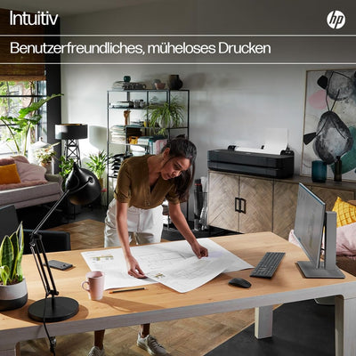 HP DesignJet T630 36 Zoll (91 cm 5HB11D), Großformatdrucker, Plotter, Standard A4-A0, 76 A1-Drucke/Stunde, Wi-Fi, Ethernet, USB, 2400x1200 dpi, Recyceltes Metall, 1 Jahr Garantie, HP Click, Schwarz