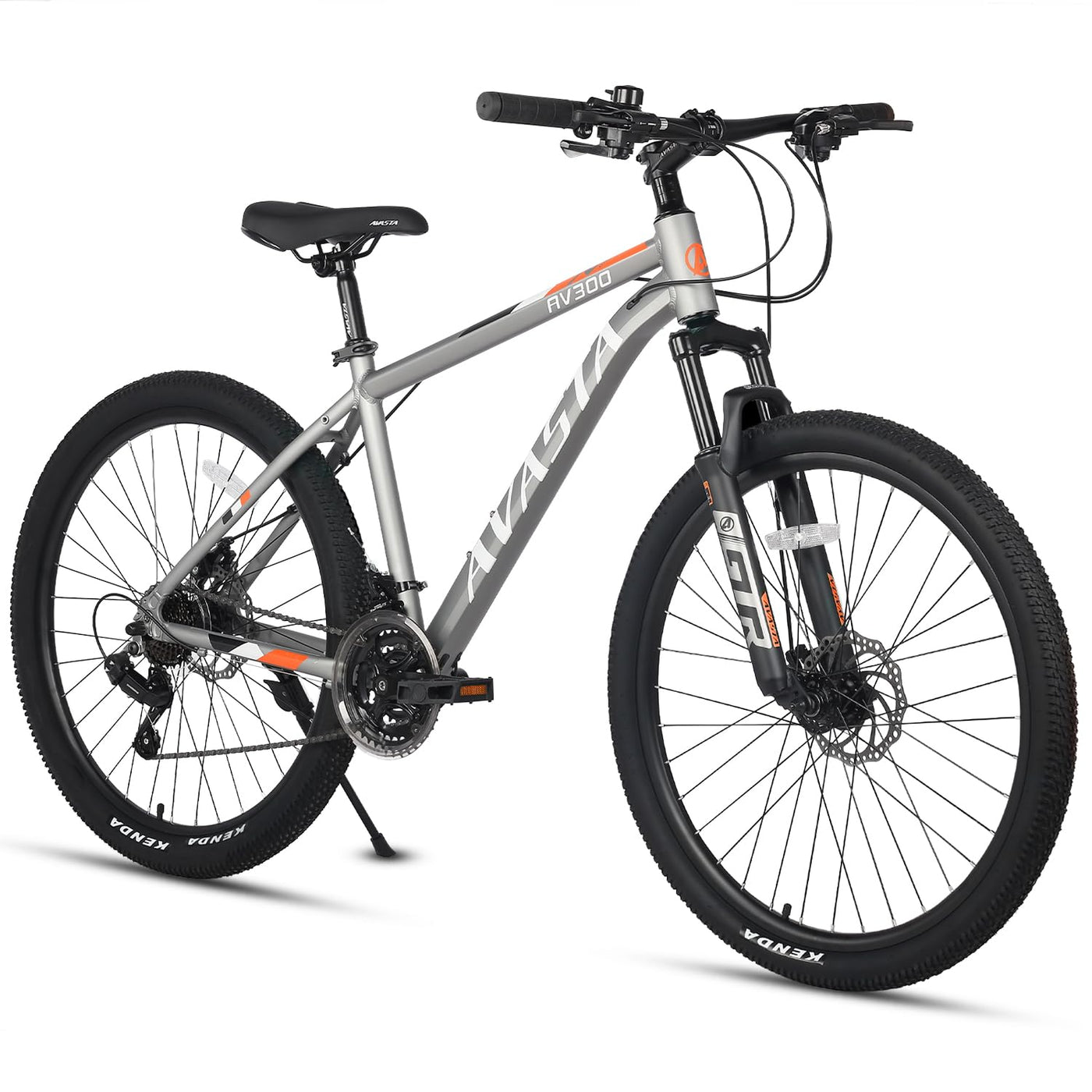 AVASTA AV300 26 Zoll Mountainbike MTB Pendlerrad Leichter Aluminiumrahmen 21 Gang Schaltung Vorderradfederung Scheibenbremsen vorne und hinten, Grau