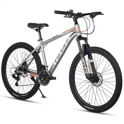 AVASTA AV300 26 Zoll Mountainbike MTB Pendlerrad Leichter Aluminiumrahmen 21 Gang Schaltung Vorderradfederung Scheibenbremsen vorne und hinten, Grau