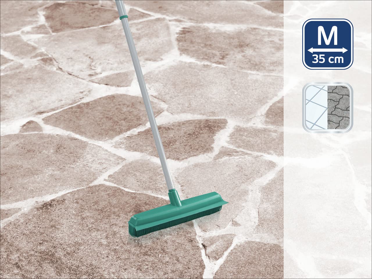 Leifheit Suprabesen mit hygienischen Borsten aus Naturkautschuk, Gummibesen für drinnen und draußen, Besen für Parkett, Steinböden sowie Teppich, Schrubber mit Wasserabziehkante