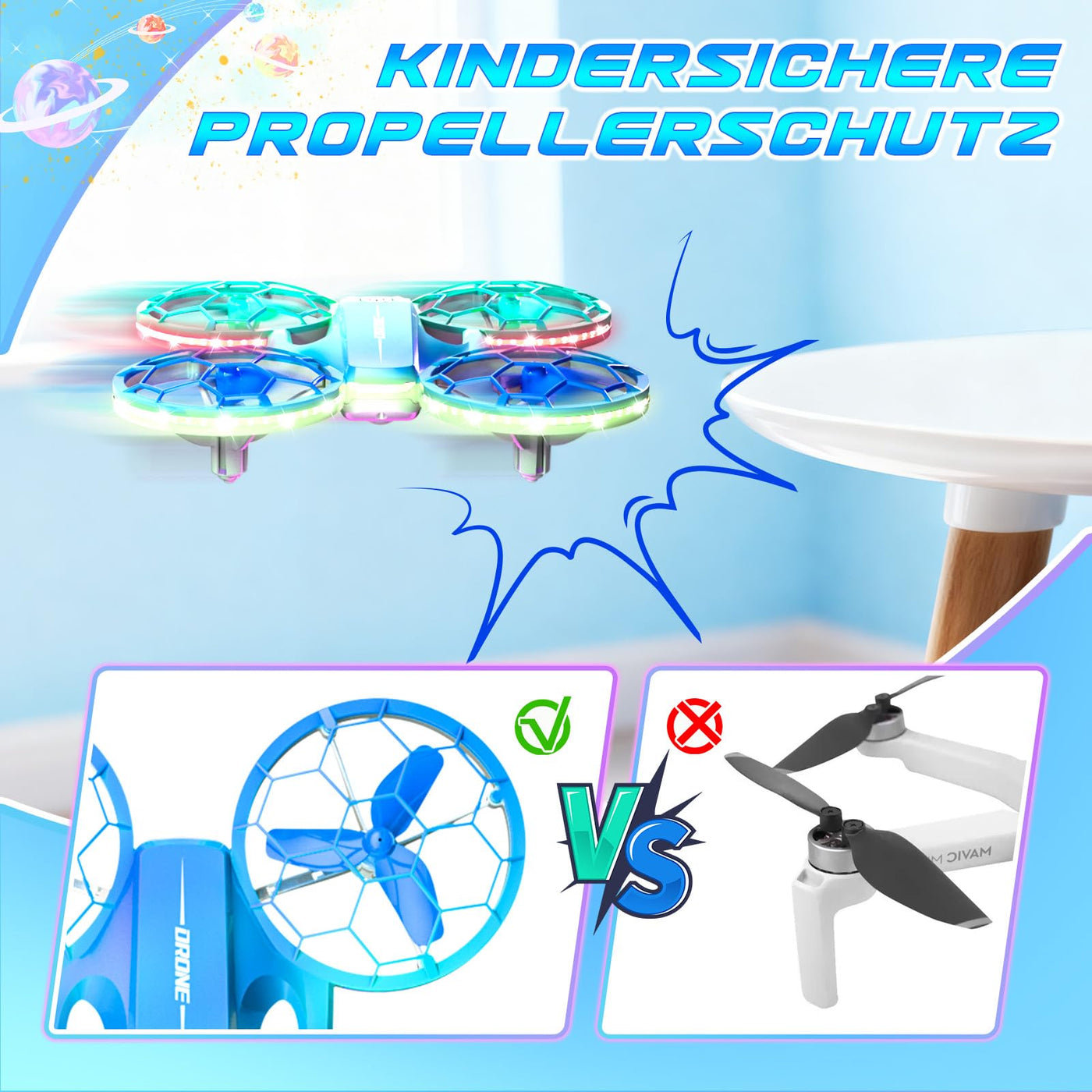 Charmofun Mini Drohne für Kinder, Drone kinder mit 360° Flips, Indoor Outdoor RC Drone mit 4 LED-Licht, 3 Akku, RC Flugzeug Quadrocopter Geschenke für Jungen ab 6 + Jahre und Anfänger