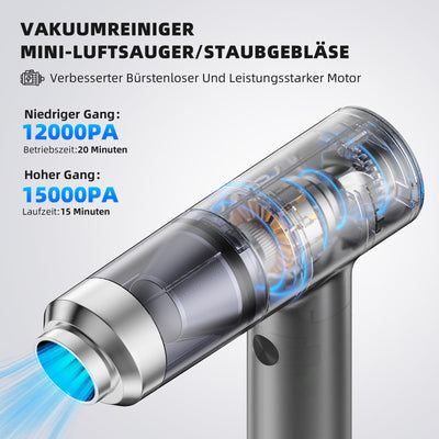 Quilted Northern Handstaubsauger, 15000Pa Akku Handstaubsauger USB-C Wiederaufladbarer, Mini Staubsauger mit Bürstenlosem Motor, Handstaubsauger Kabelloser Nass und Trocken für Auto und Küche