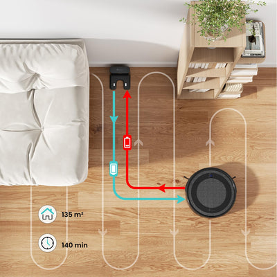 LEFANT M310B Saugroboter, 4500Pa Staubsauger Roboter mit Präzise Entfernungsnavigation, 150Mins, HEPA-Filter, WLAN Roboterstaubsauger, Ideal für Tierhaare, Teppiche, Hartböden