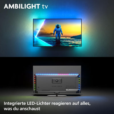 Philips Ambilight 55OLED810 4K OLED Smart TV - 55 Zoll Display mit P5 AI Perfect Picture Engine Ultra HD, Titan OS, Dolby Vision und Atmos Sound - Funktioniert mit Alexa und Google Sprachassistent