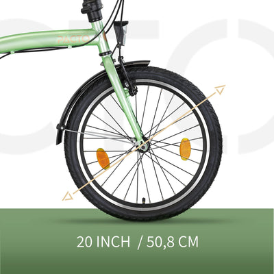 PACTO Ten Klapprad 20 Zoll mit Schnelles Faltsystem (10 Sek), Stahlrahmen, Leichtgewicht (16KG), 6 Gänge, V-Bremsen und doppelwandige Aluminiumfelgen (Mint)
