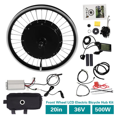 Queeucaer 20Zoll 36V 500W E-Bike Vorderrad Umbausatz LCD Motor Conversion Kit(außer Batterie)