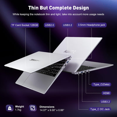 ACEMAGIC Neueste 15,6" Laptop, Quad-Core N-95 Prozessor bis zu 3,4GHz (Beat N5095) Laptop Computer, 16GB DDR4 512GB SSD Notebook mit Metallkörper Unterstützung WiFi, BT5.0