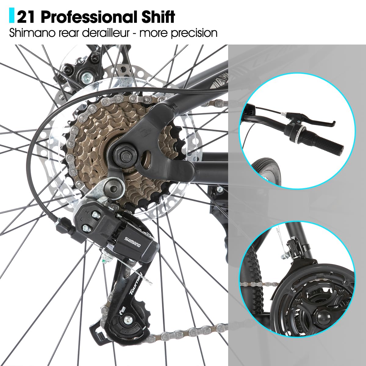 Hiland 26 Zoll Vollfederung Herren Mountainbike, 21 Gang, Mountainbike für Männer Frauen, Doppelscheibenbremse Fahrrad für Männer Frauen Erwachsene Fahrrad Schwarz