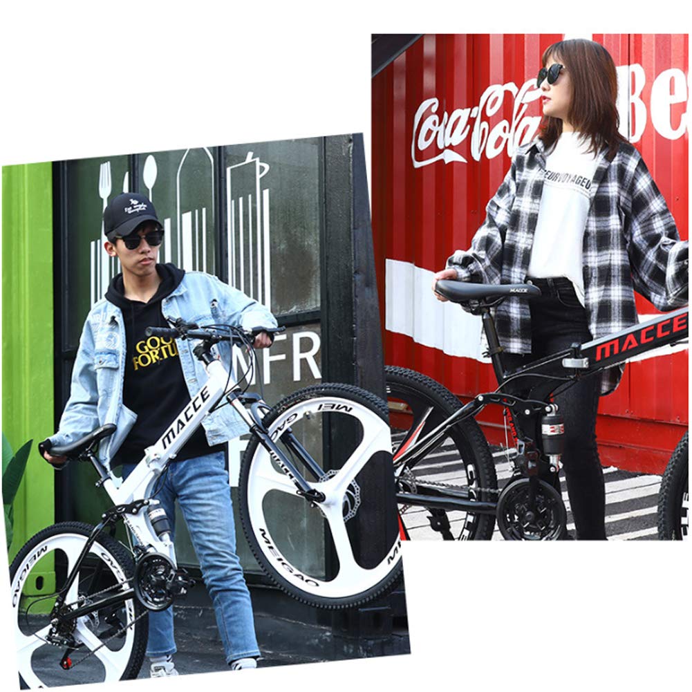 YXYBABA Faltbares Mountainbike 24 Zoll 24 Gang Fahrrad Vollgefedert MTB Schaltung Dual Disc Bremsen Mountainbike Erwachsene Mountainbike 24 Gang Drei Cutter Rad