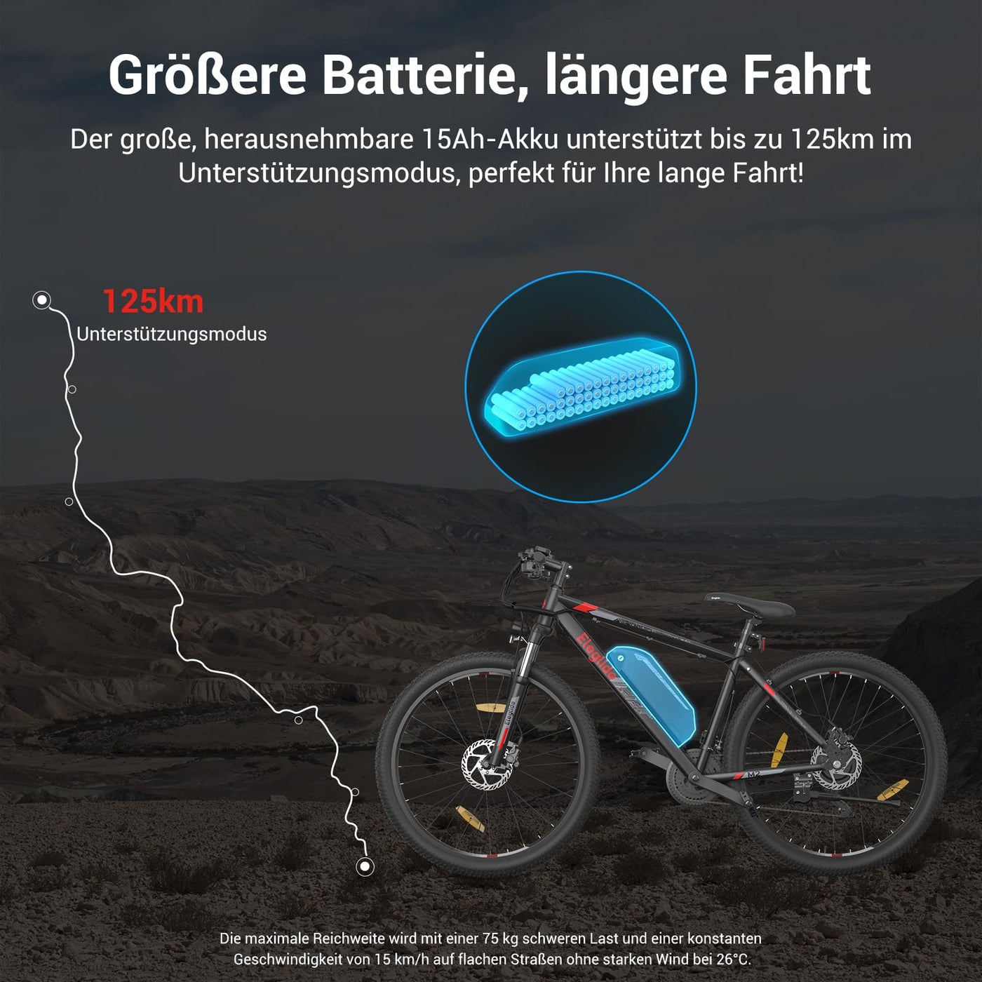 Eleglide E Bike Herren Damen mit 36V 15Ah Abnehmbarer Akku, 27,5/29 Zoll Offroad E Mountainbike, Elektrofahrrad Pedelec mit APP, 24 Gänge Schaltung, Reichweite bis zu 125 KM (MTB-2 29 Zoll)