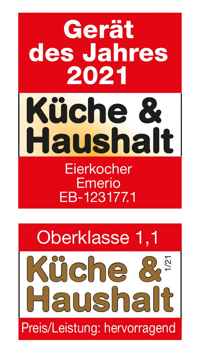 EMERIO sprechender Eierkocher SIEGER Preis/Leistung NEUHEIT kocht alle drei Garstufen [weich|mittel|hart] in EINEM Kochvorgang mit perfektem Ergebnis Sprachausgabe in DE BPA frei, EB-123177.1