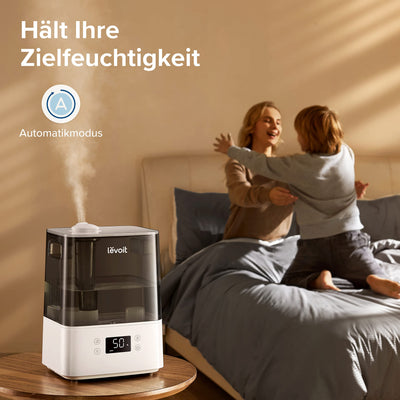 LEVOIT 6L Luftbefeuchter Top-Fill Humidifier Wlan 28dB mit APP & Alexa Steuerung, Auto & Schlafmodus, Ultra Leise 60H Ultraschall Raumluftbefeuchter mit Kinderzimmer Schlafzimmer bis 47m², Grau