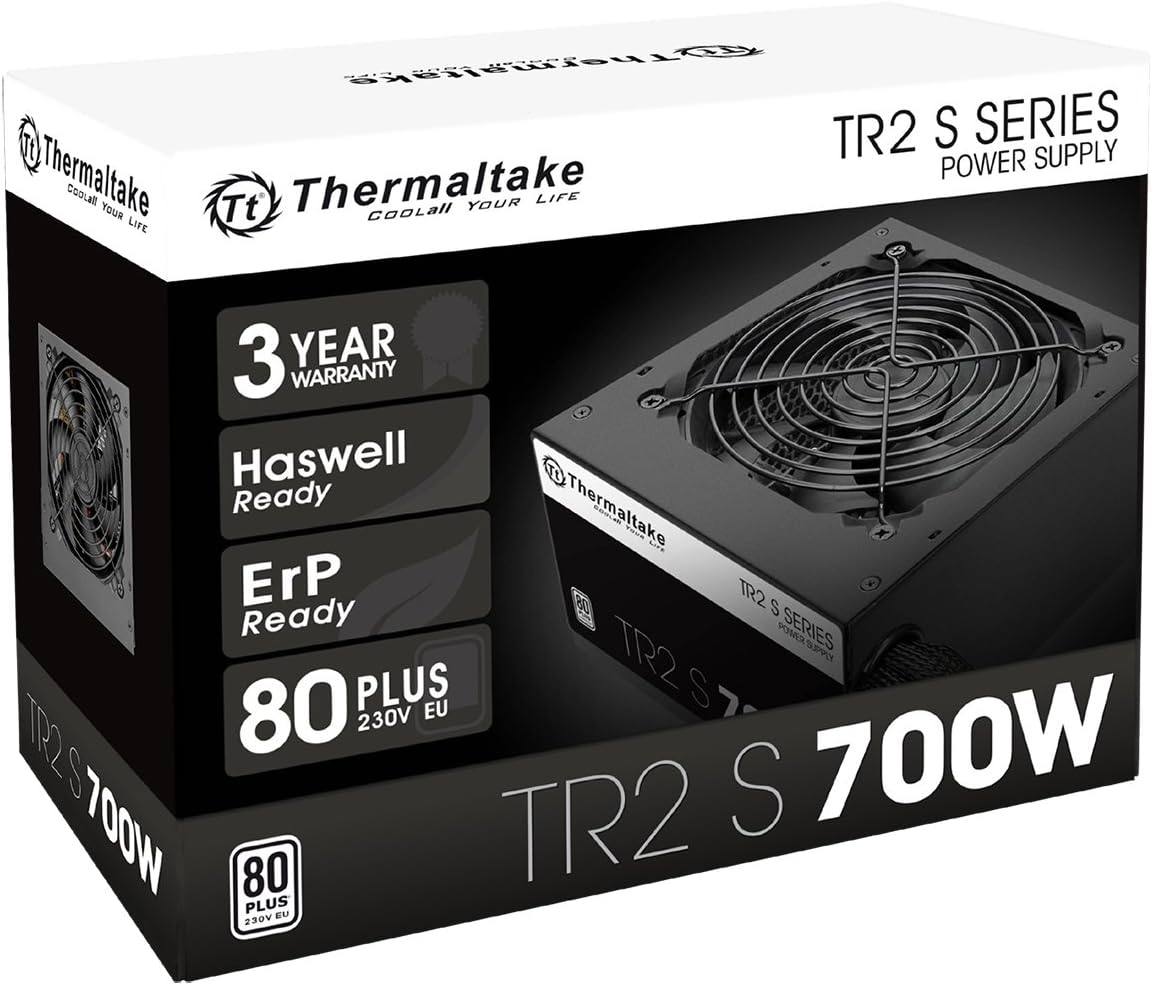 Thermaltake TR2 S 700W | PC-ATX-Netzteil | 80-Plus | leiser 120 Lüfter | EU zertifiziert | schwarz