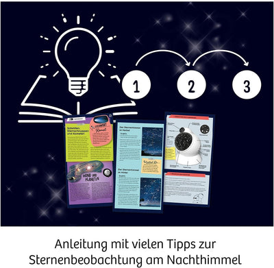 KOSMOS 676902 Zimmer Planetarium Projektor mit 2 auswechselbaren Sternkarten, spannende Infos zum Sternenhimmel, Sonnensystem, Planeten, Astronomie für Kinder ab 8 Jahre