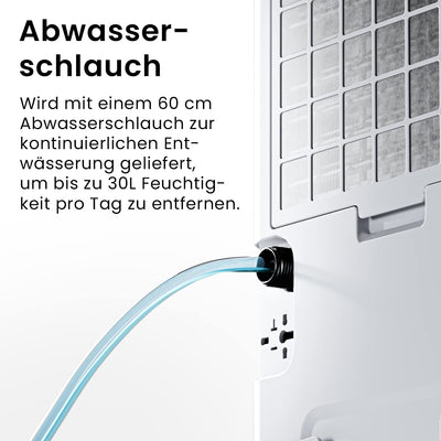 Pro Breeze Luftentfeuchter 30L in 24h Entfeuchtungsleistung - Elektrischer Luftentfeuchter mit WLAN & App - Feuchtigkeitssensor, 4L Wassertank, Timer, Ablaufschlauch - Gegen Feuchtigkeit, Schimmel