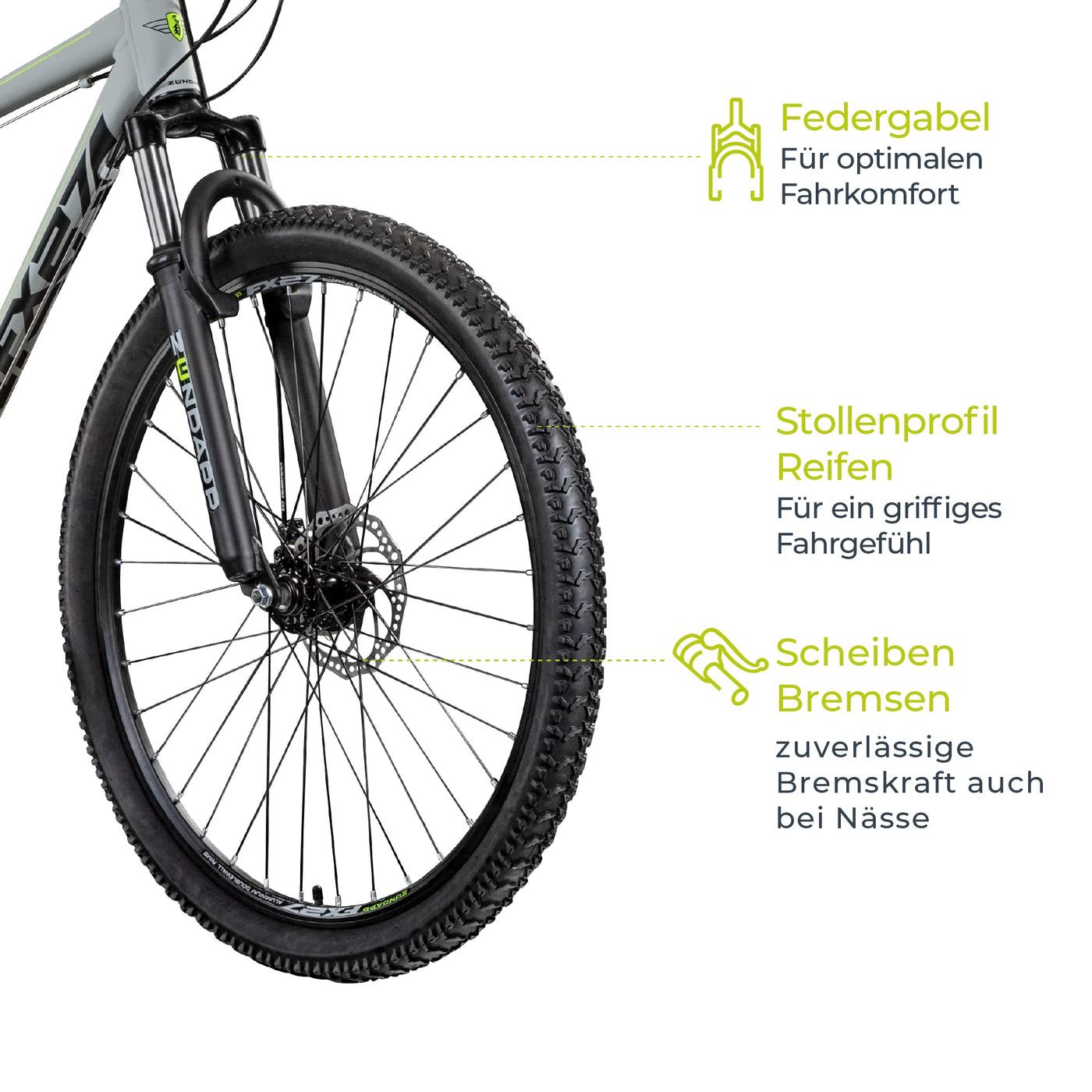 ZÜNDAPP Mountainbike 650B Hardtail MTB 27,5 Zoll FX27 Fahrrad 21 Gänge Shimano (grau, 48 cm)