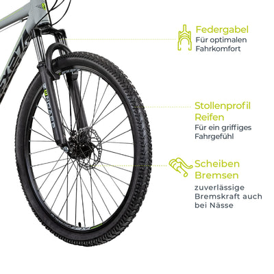 ZÜNDAPP Mountainbike 650B Hardtail MTB 27,5 Zoll FX27 Fahrrad 21 Gänge Shimano (grau, 48 cm)